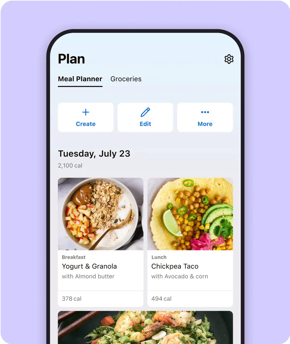 Meal planning interface